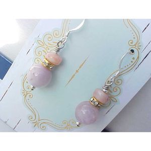 B2G1 Genuine Gemstone Kunzite Pink Peruvian Opal Earrings Artisan Handmade Gifts
